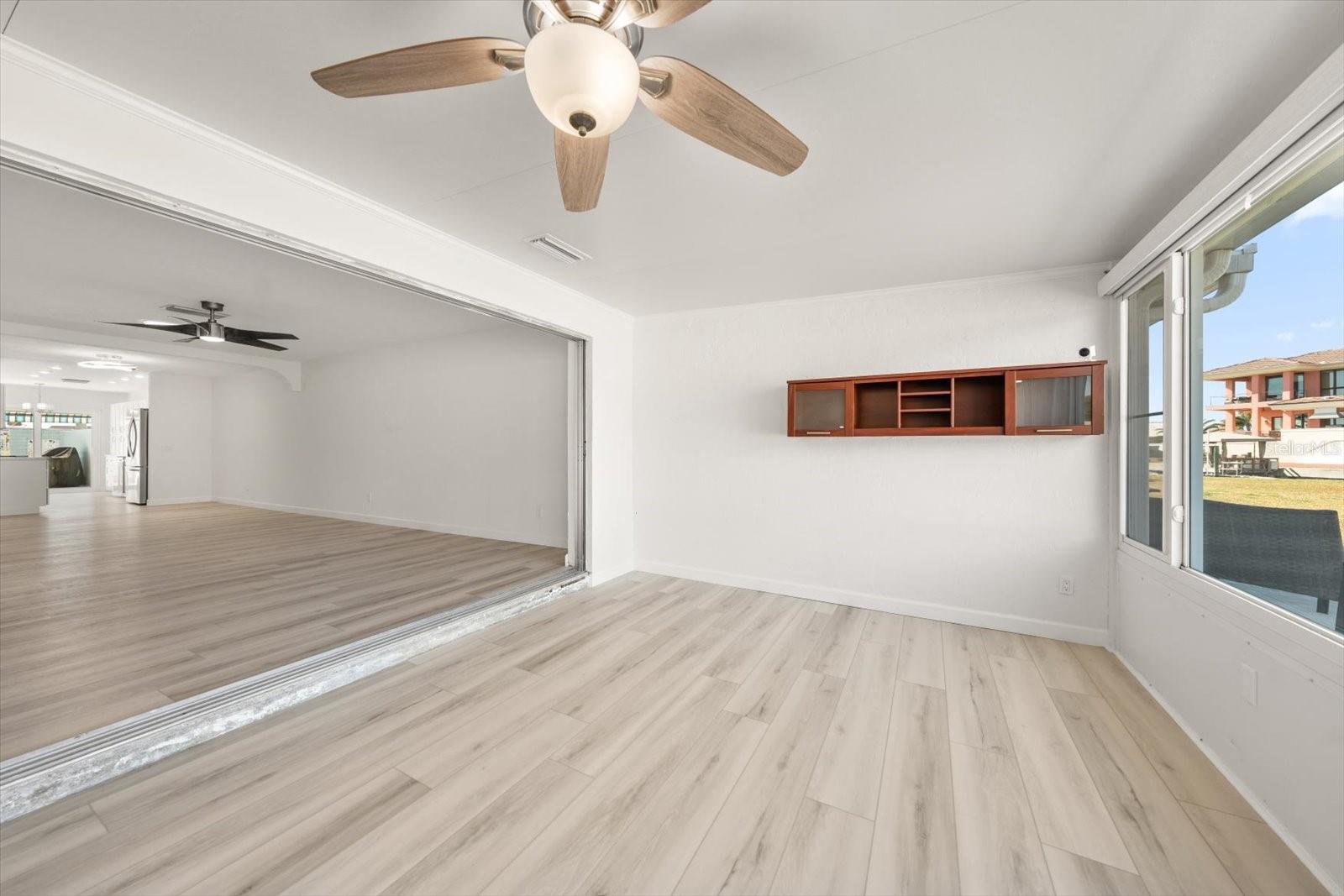 Florida room opens into living room, new sliders to be installed soon