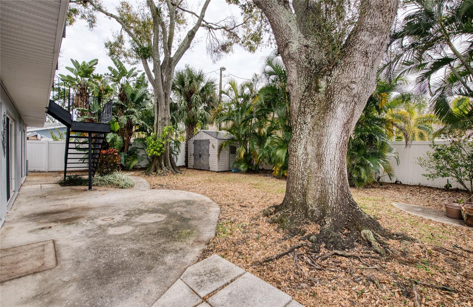 Private Rear Yard with Shed