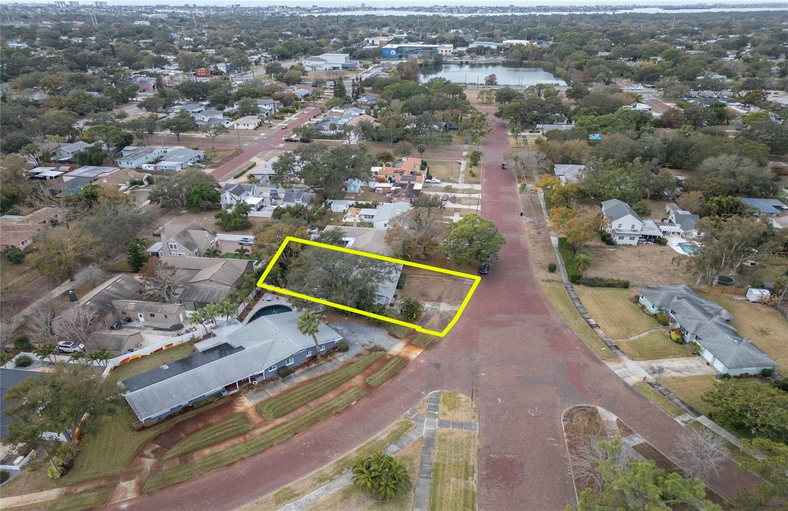 Aerial View of Two Story home with wide brick streets