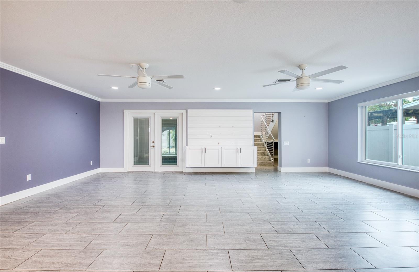 Living Room - French Doors and Stairs