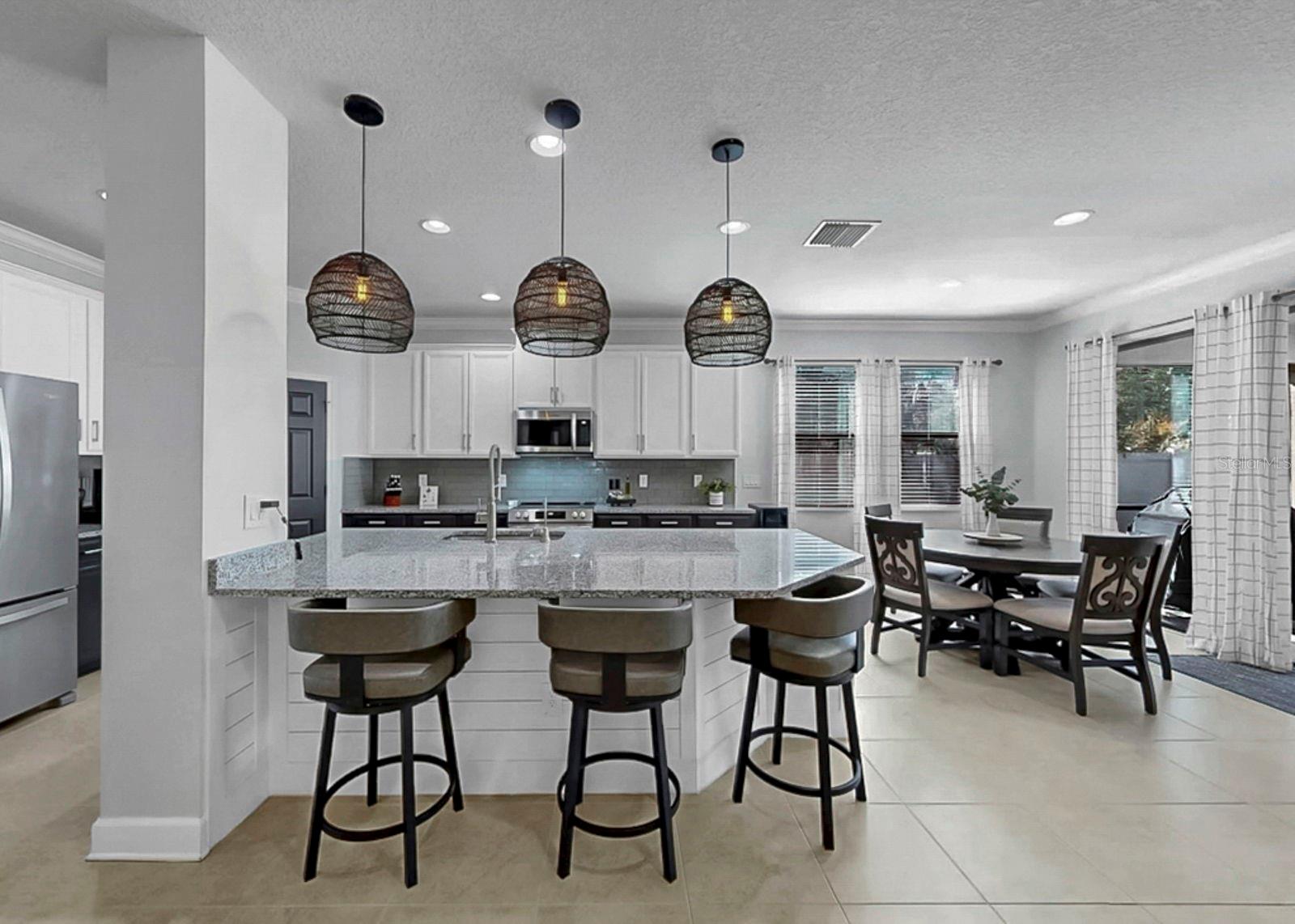Kitchen with shiplap accent around the island