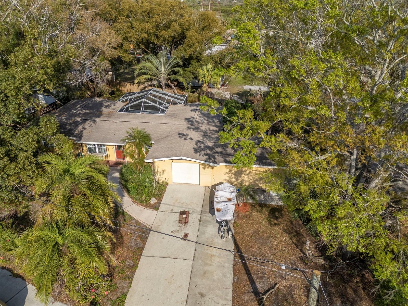 Aerial View of Front Home & Driveway