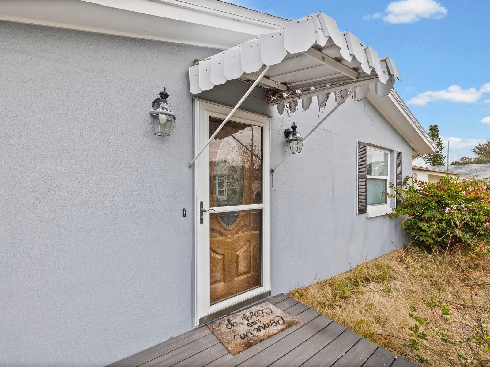 Covered entry front door