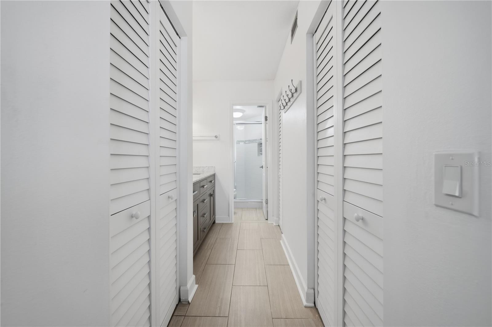 3 closets provide extensive storage in the primary suite.