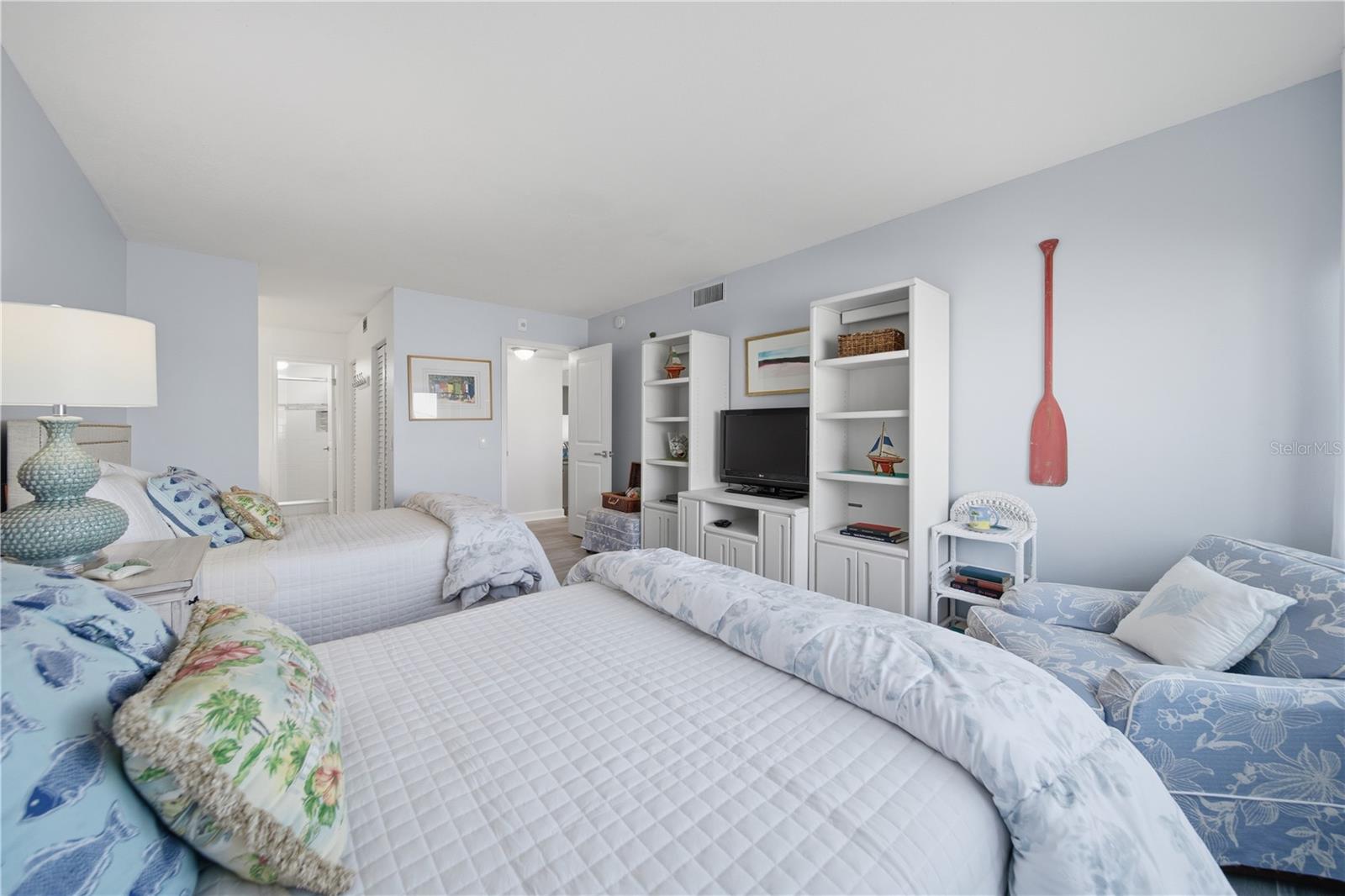 The primary bedroom offers sleeping for 4.