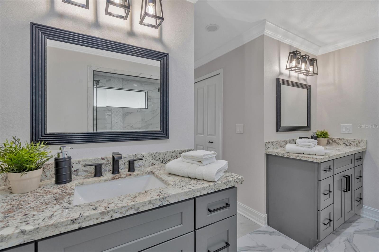 Double vanities, spacious.