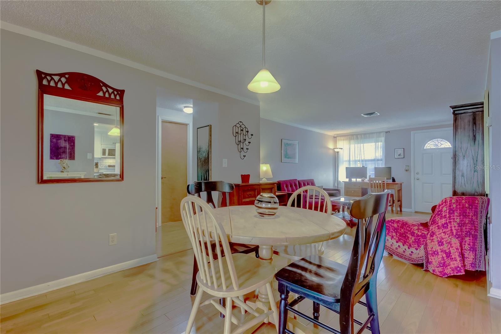 from flex space between dining and family room looking to front room