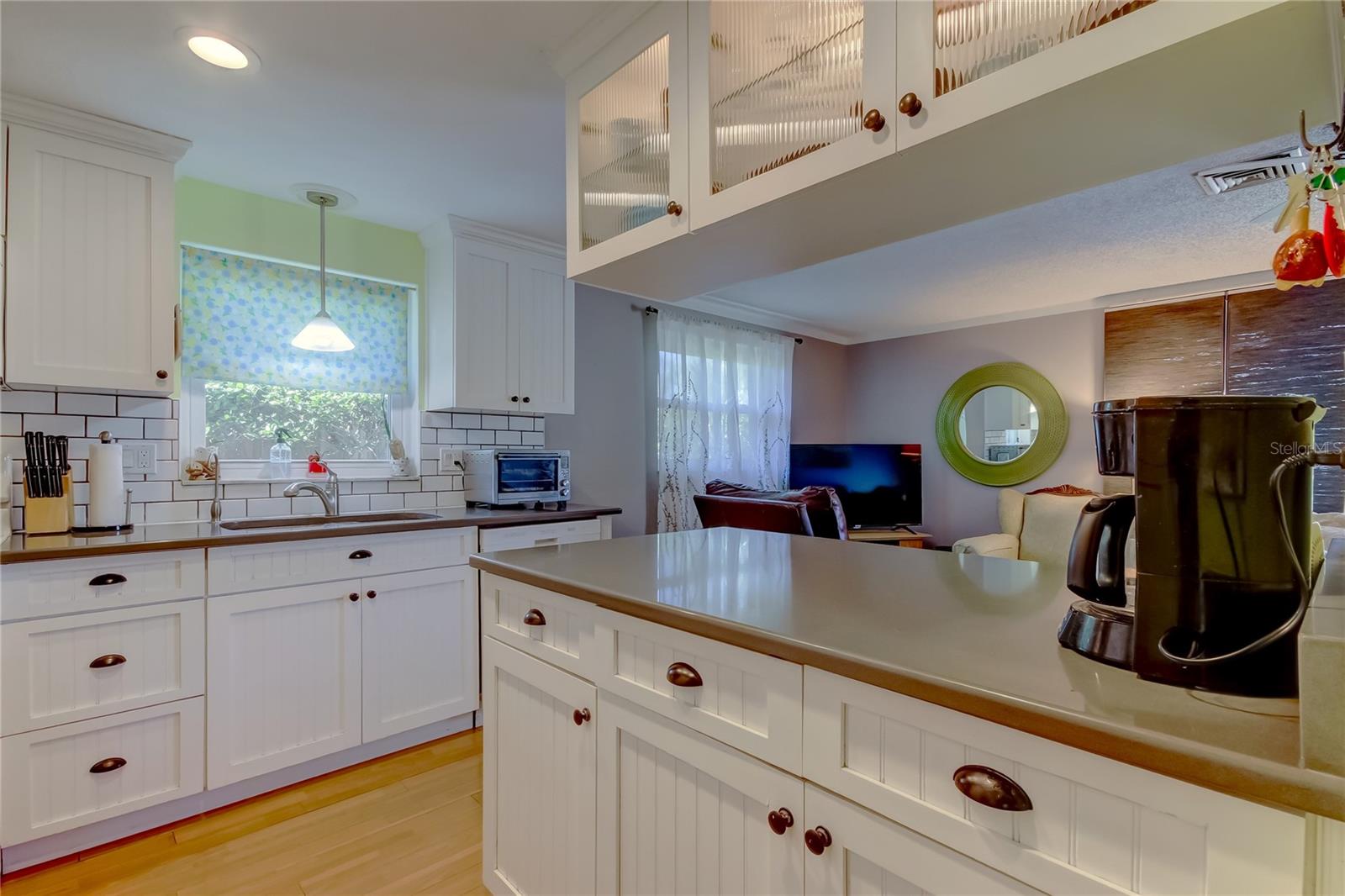 Kitchen peninsula into family room