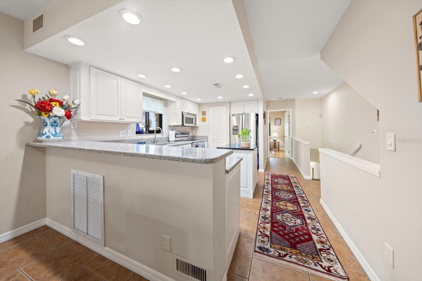 Breakfast bar for casual meals or checking emails.