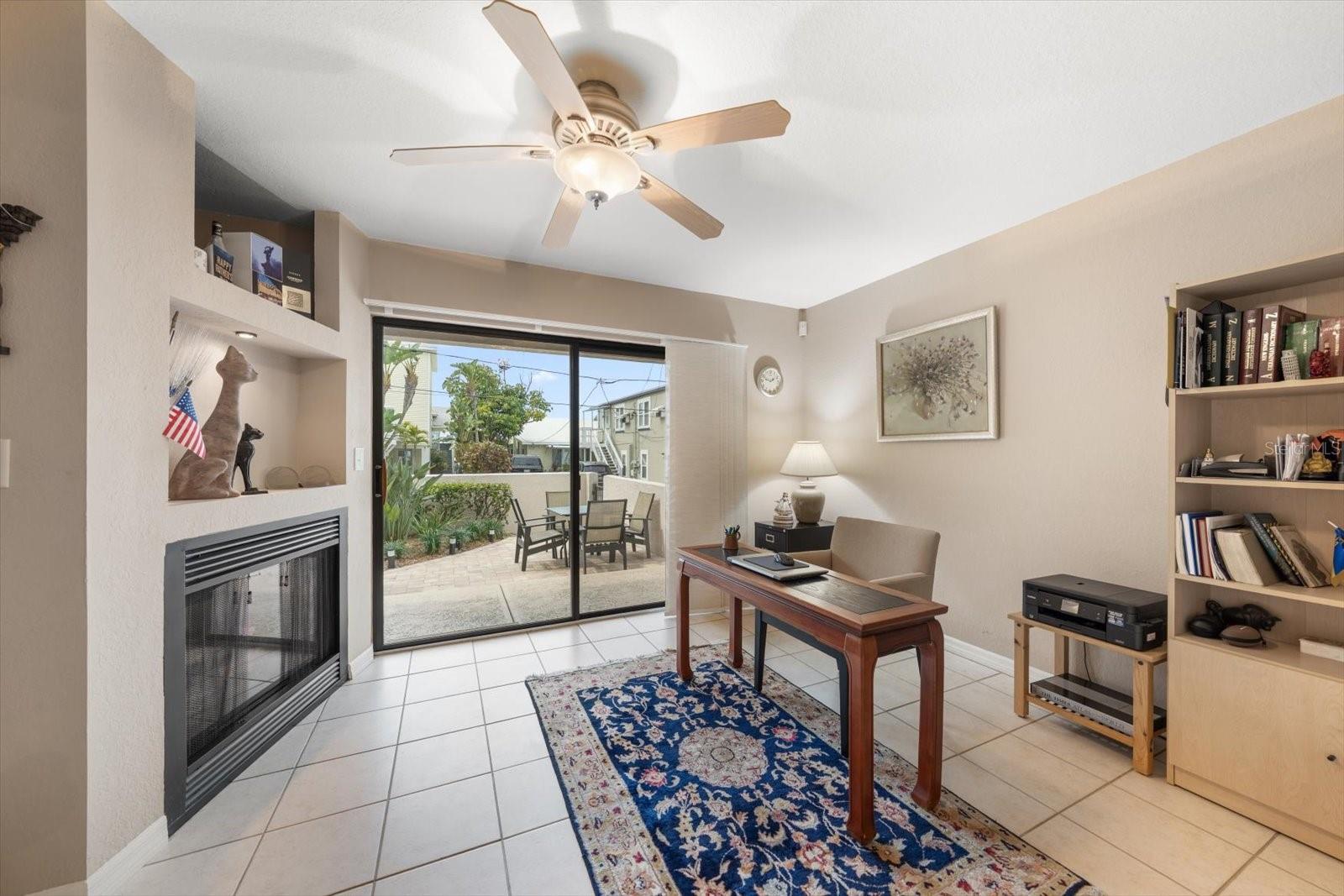 Ground level multipurpose room with direct access to outdoor porch and beach.