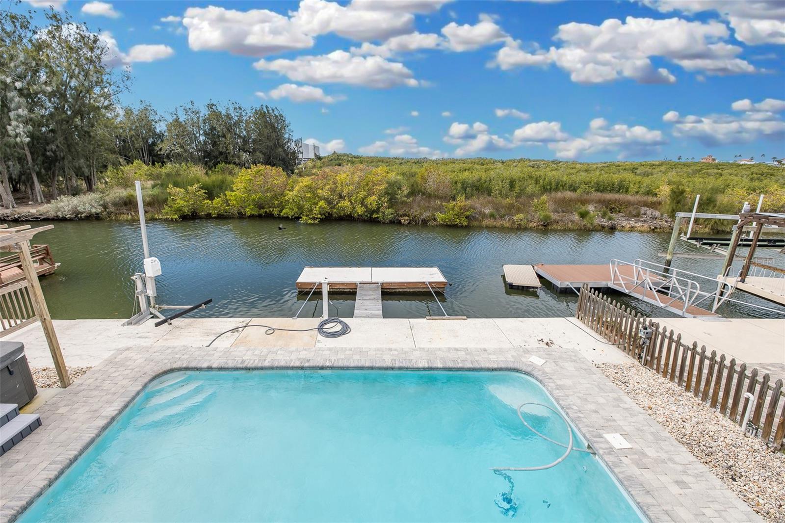 Pool overlooking the canal and dock