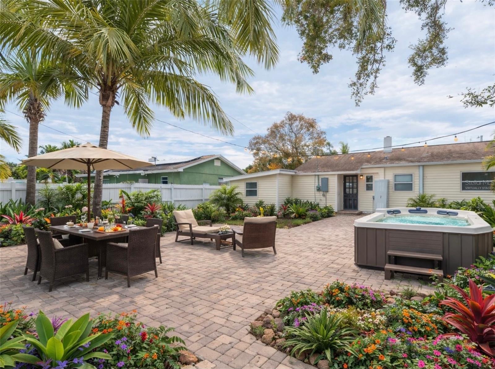 Virtually staged backyard oasis