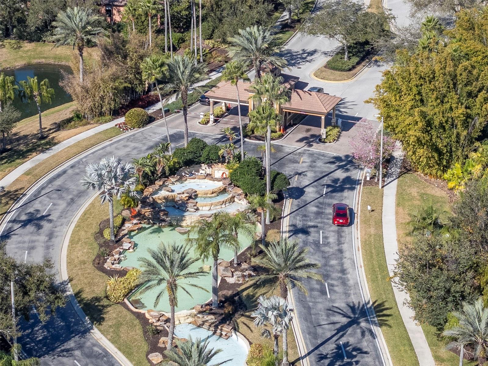 Aerial View of Gated Community Entry