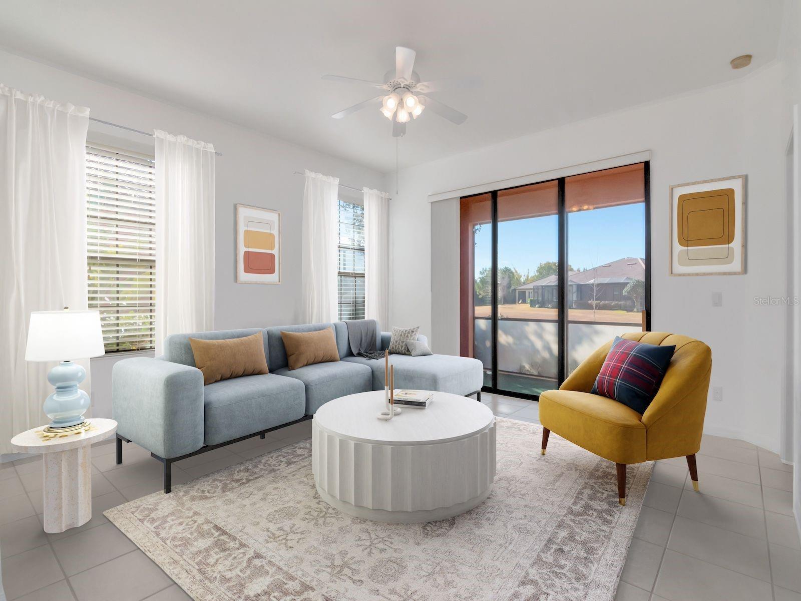 Virtual Staging Options of Family Room Set Up