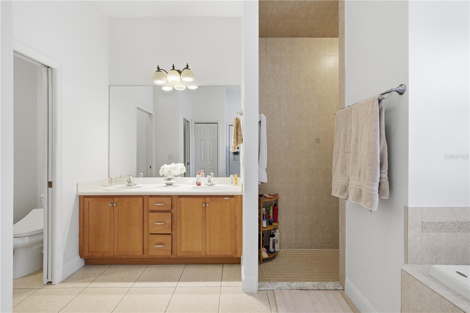 Double vanity, separate shower