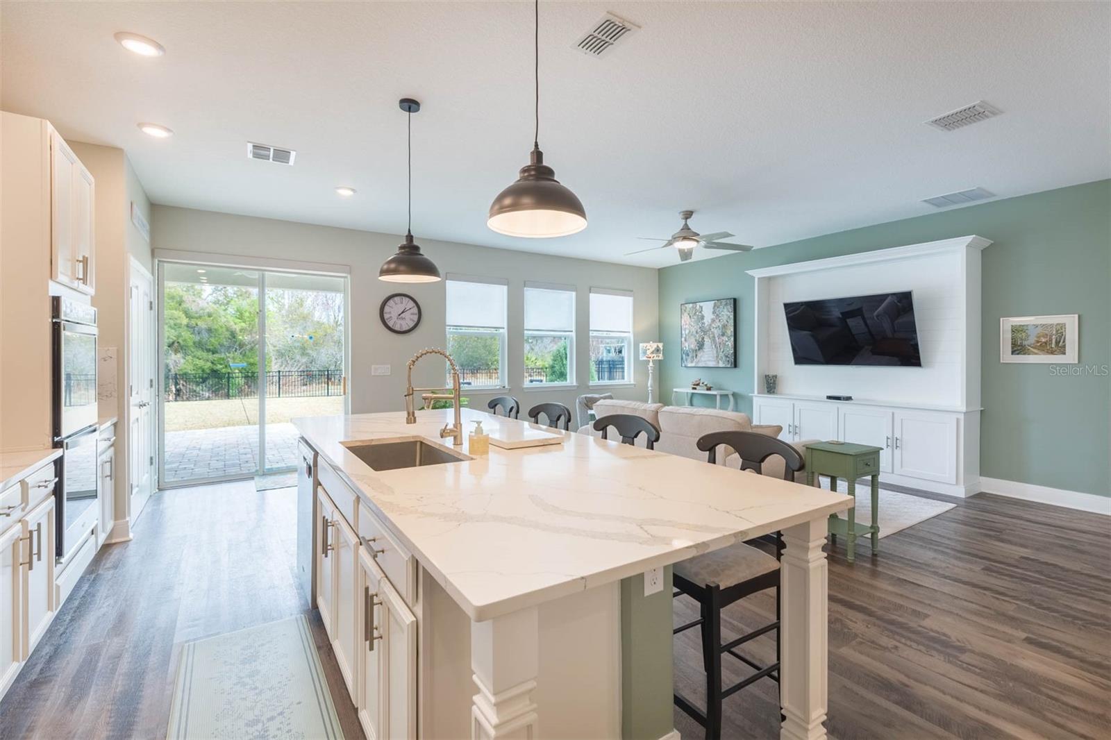 Kitchen Island & Living Room