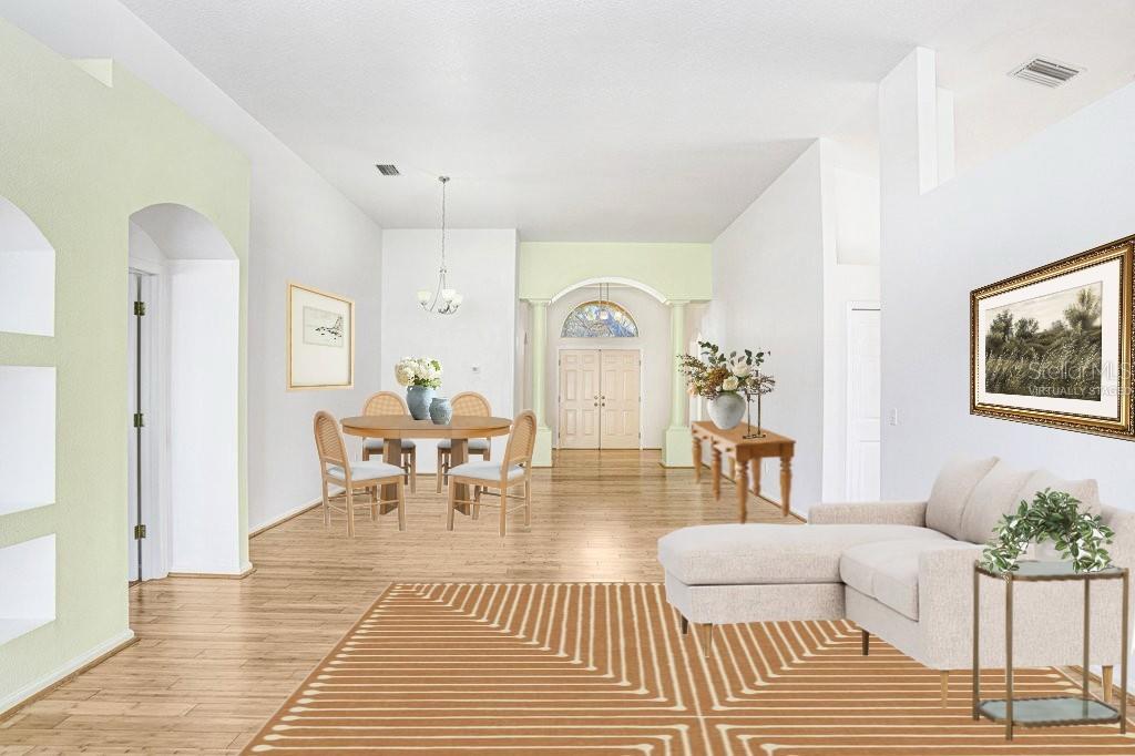 Virtually staged Living Dining Room Area