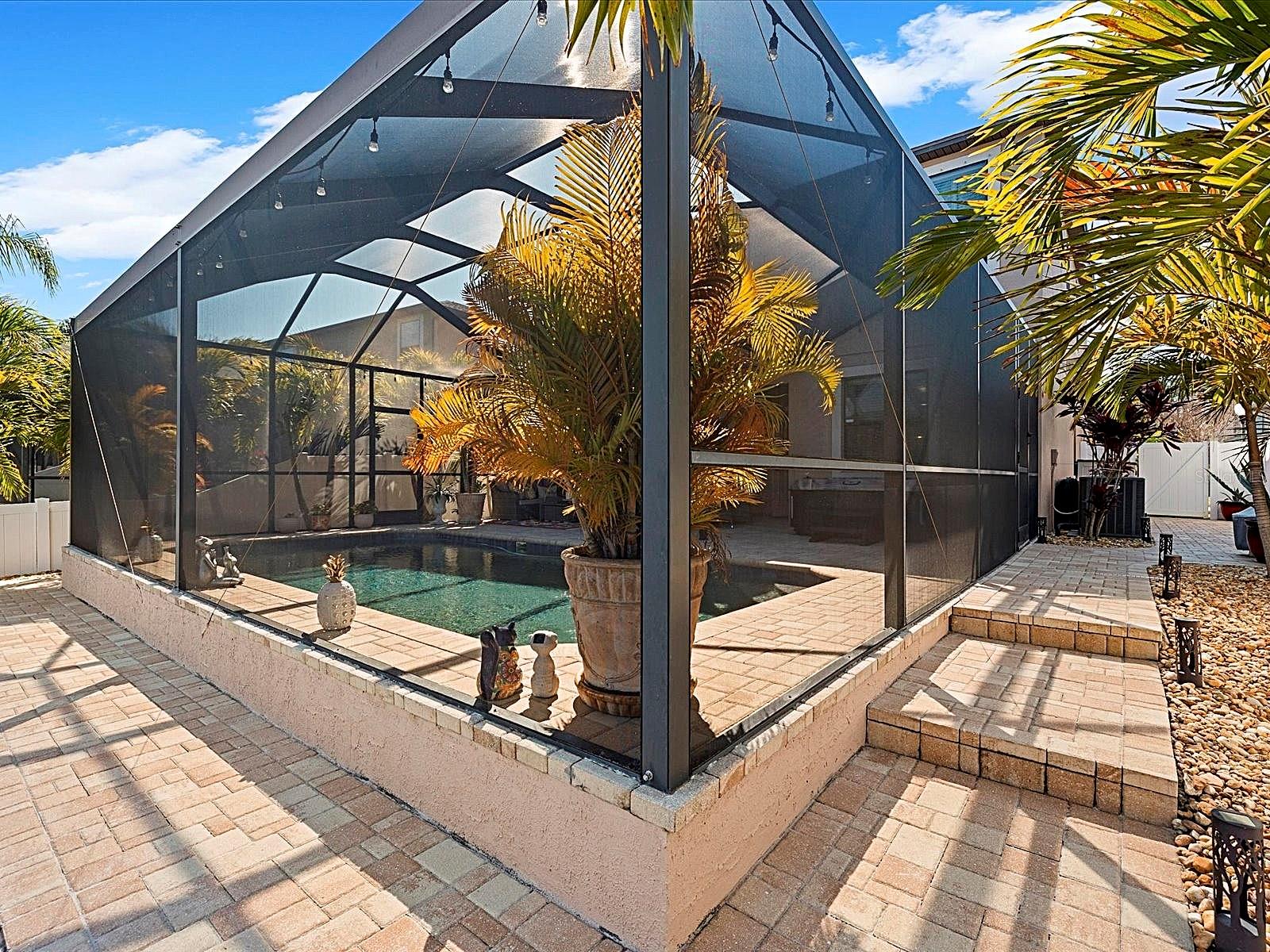 Low-maintenance paved backyard area