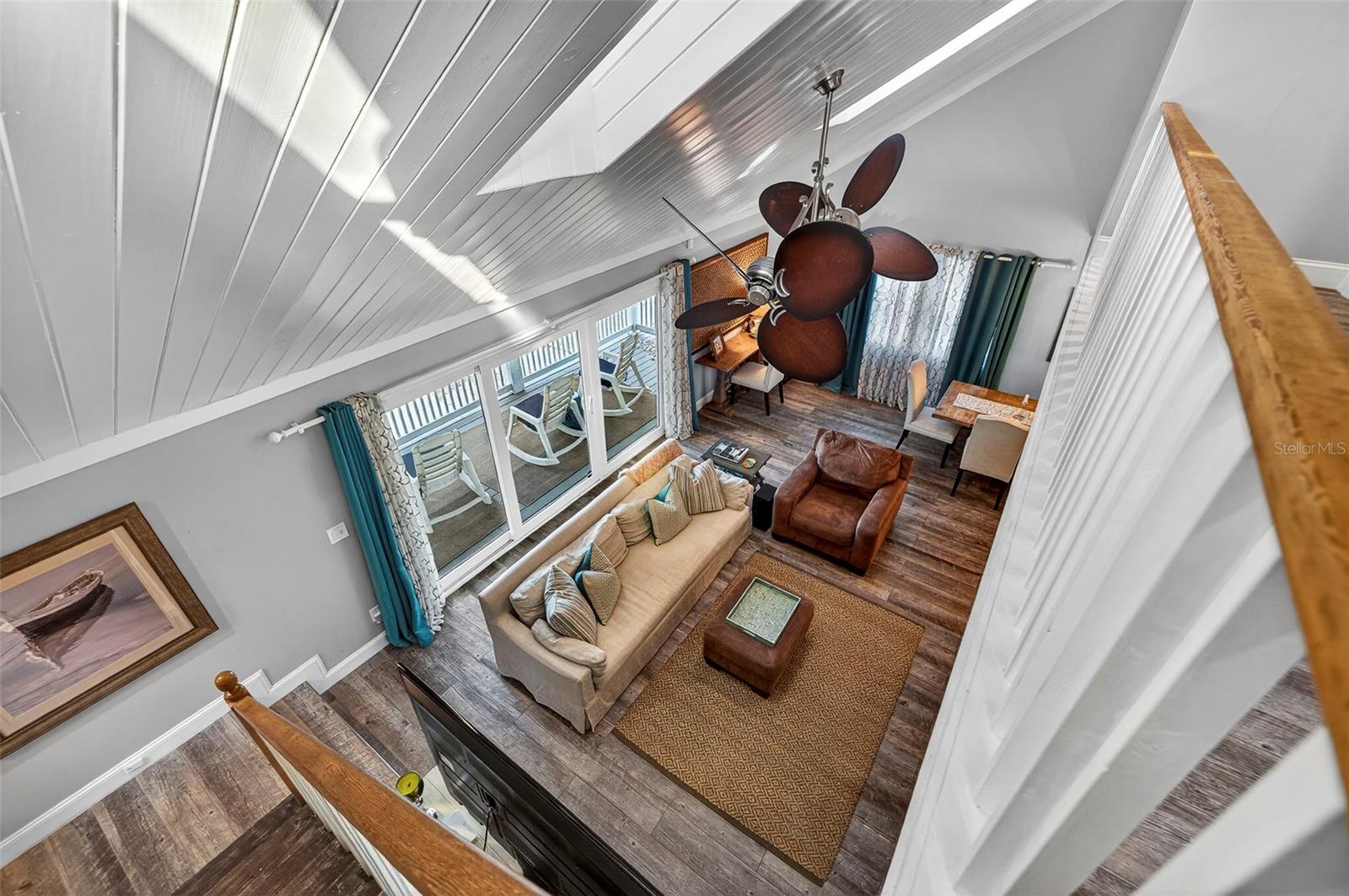 Upstairs open and overlooks downstairs