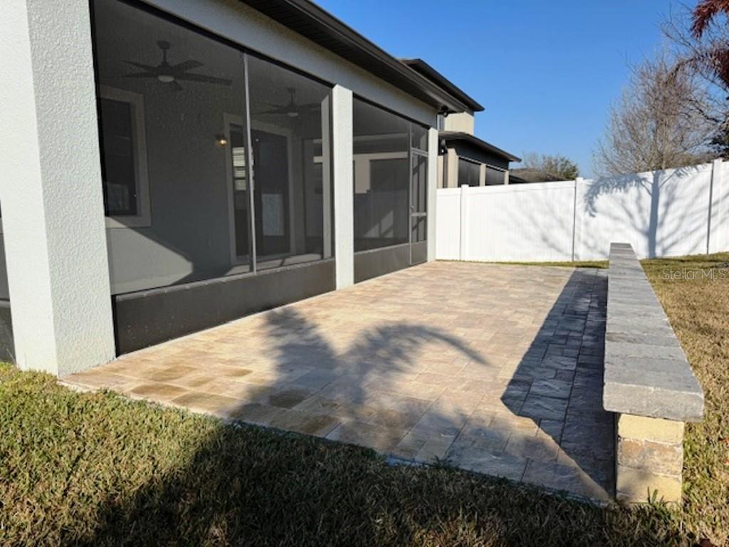 Paved patio and seating