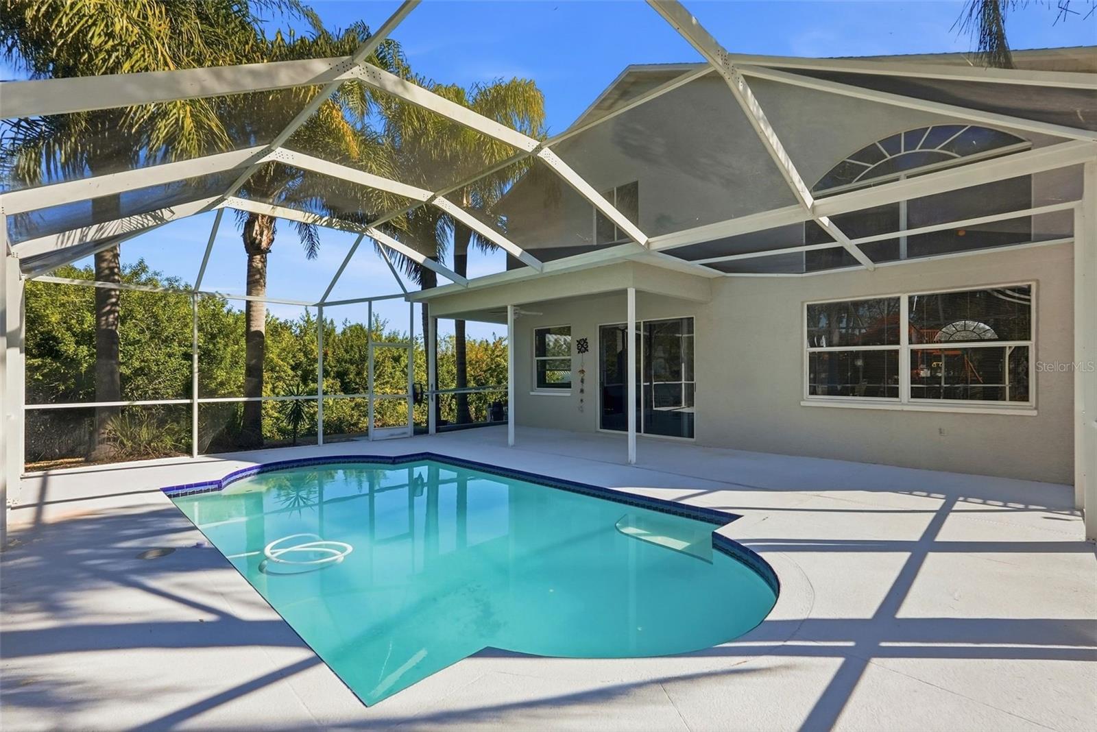 Screened in pool area.