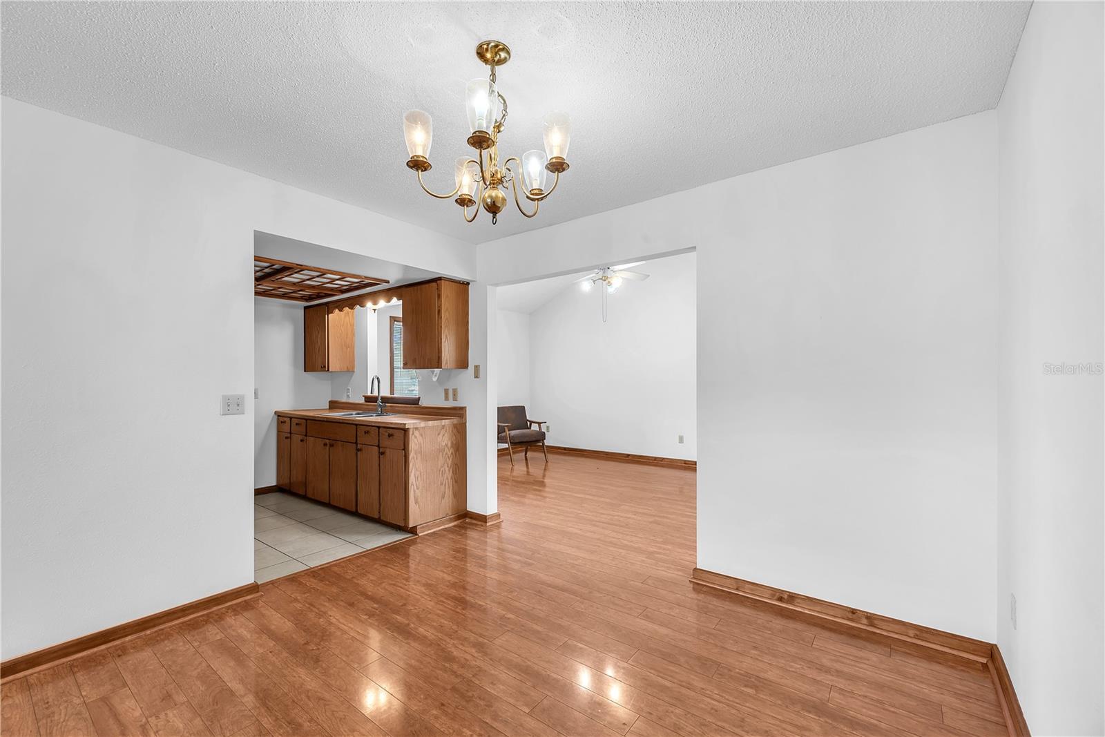 Dining room looking into the kitchen.