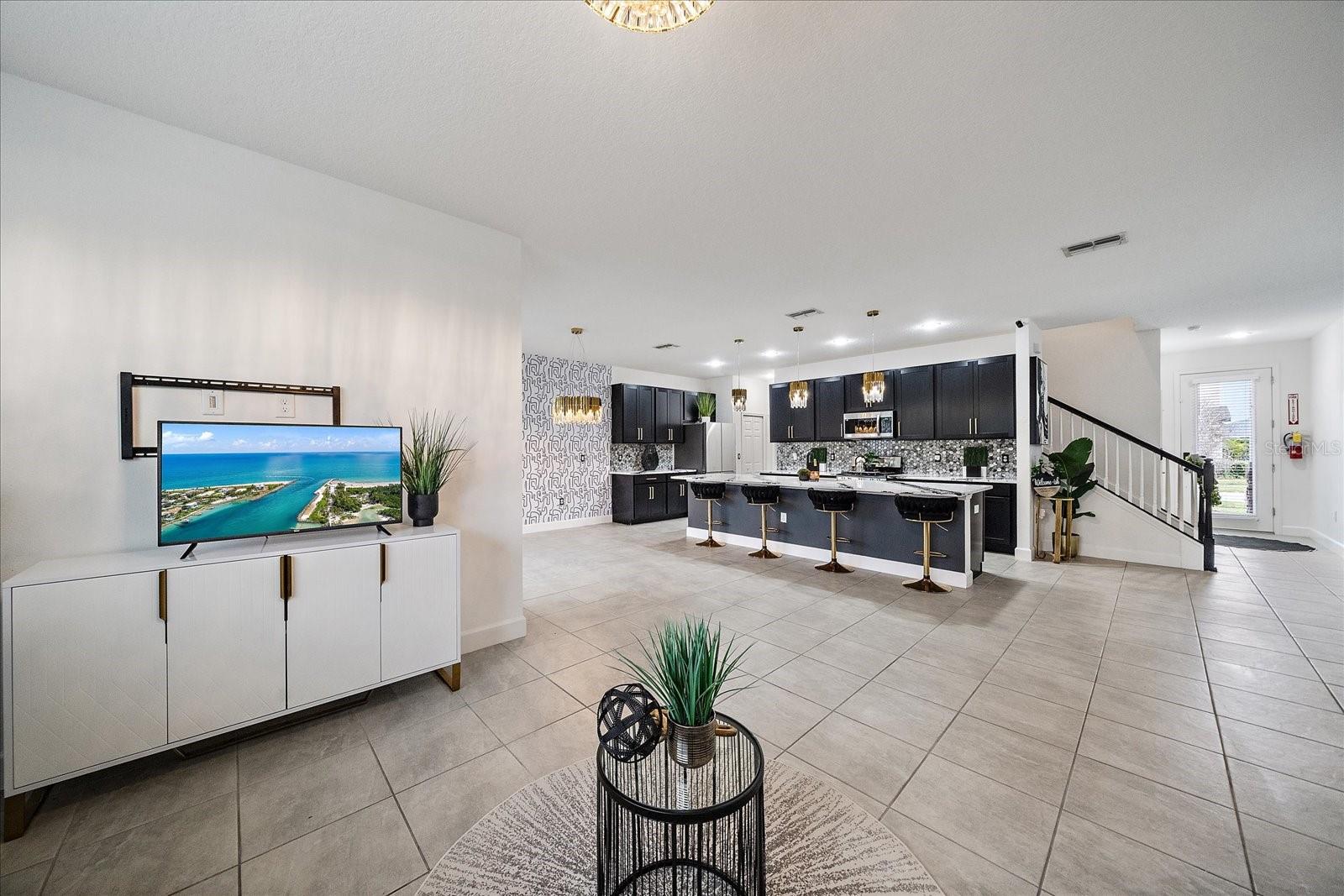 Tile floors throughout lower level