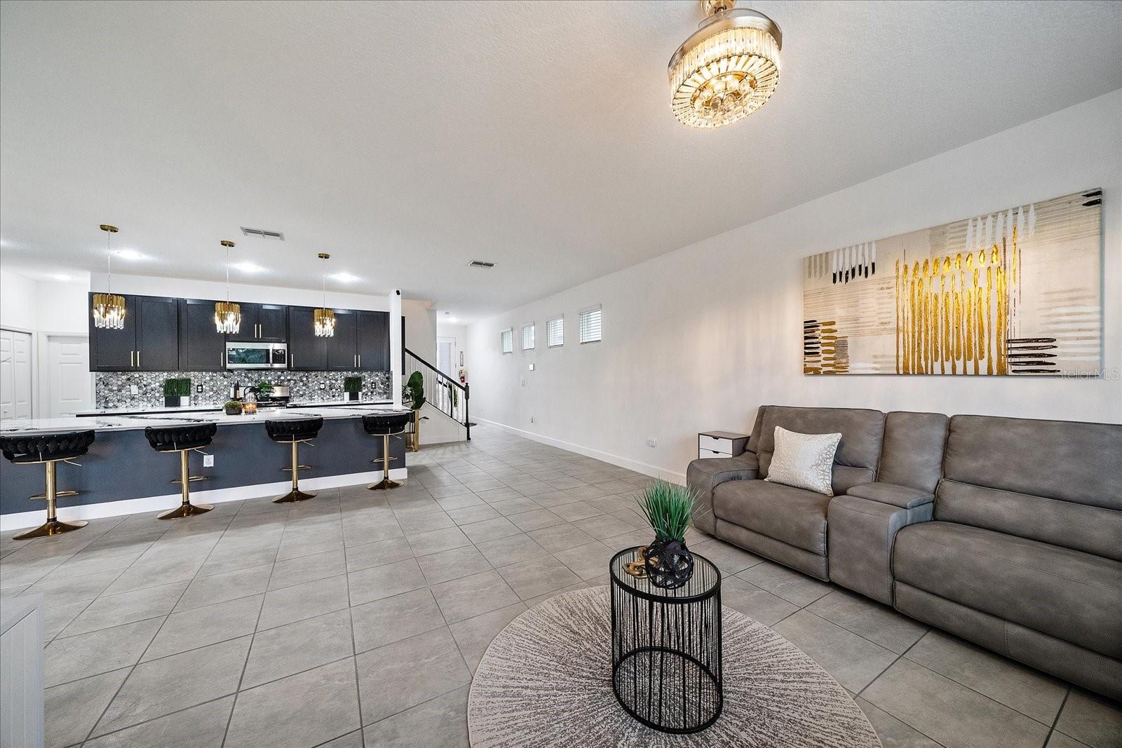 Living room, kitchen