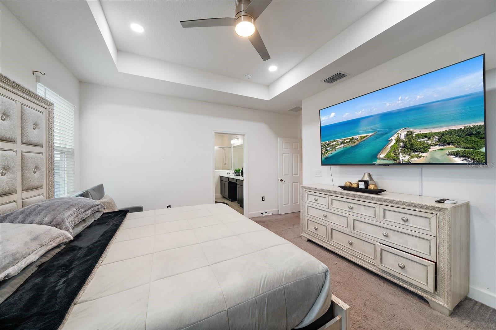 Tray ceiling detail in primary