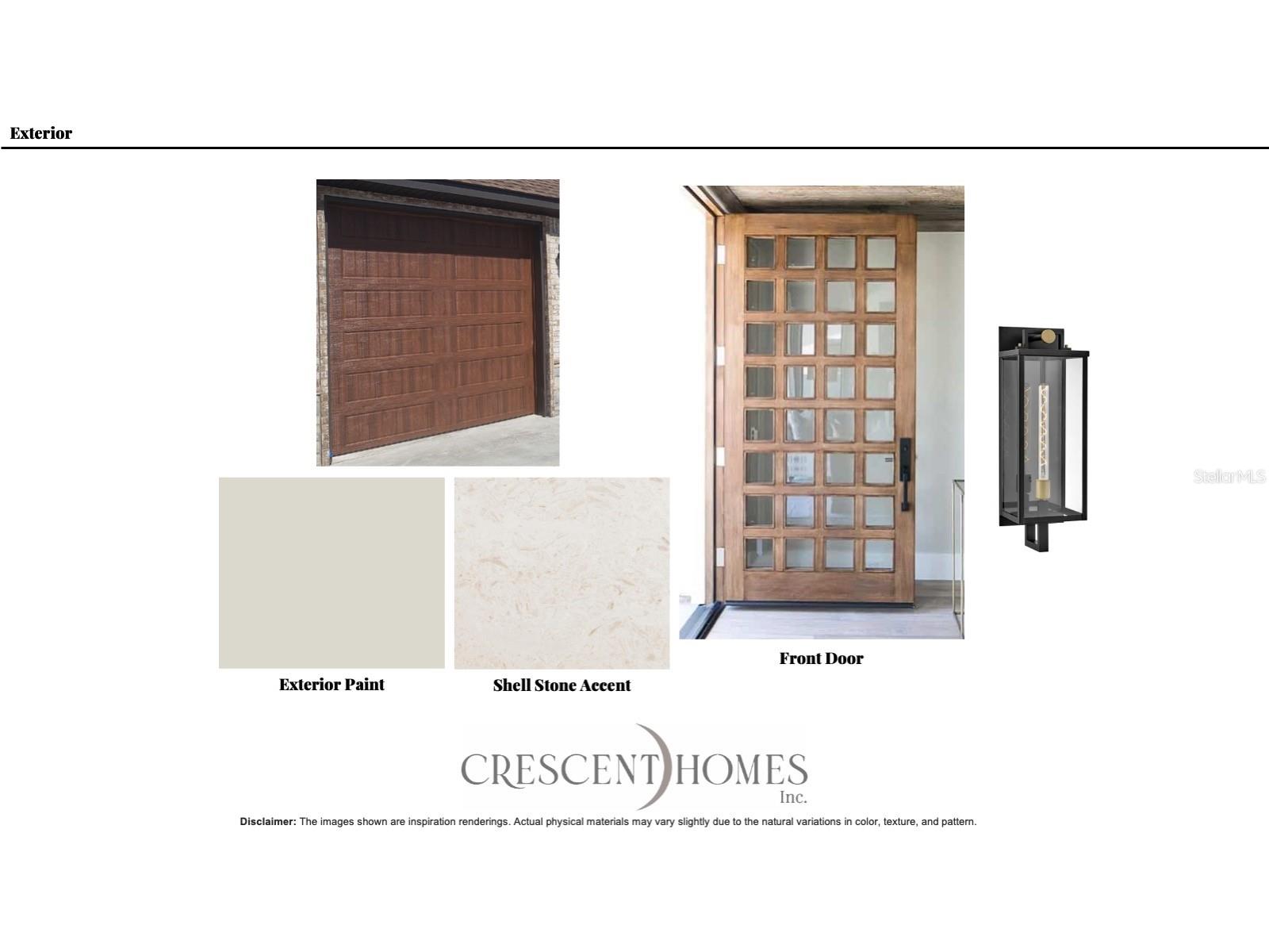 Front Door and Garage Selections