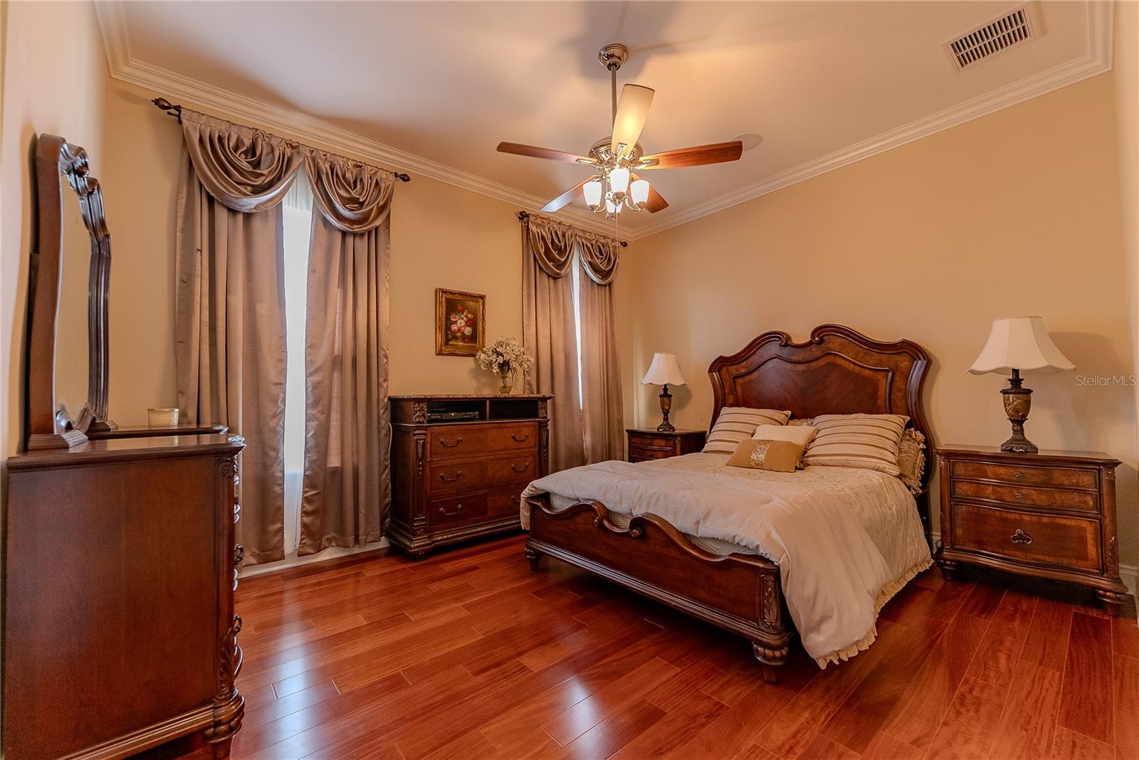 Well-appointed guest suite with abundant natural light.