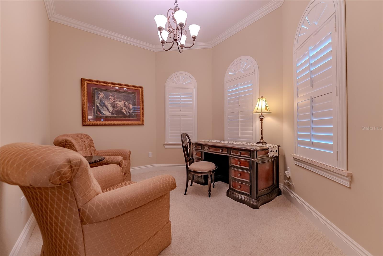 Flexible upstairs suite with private sleeping area and executive workspace.