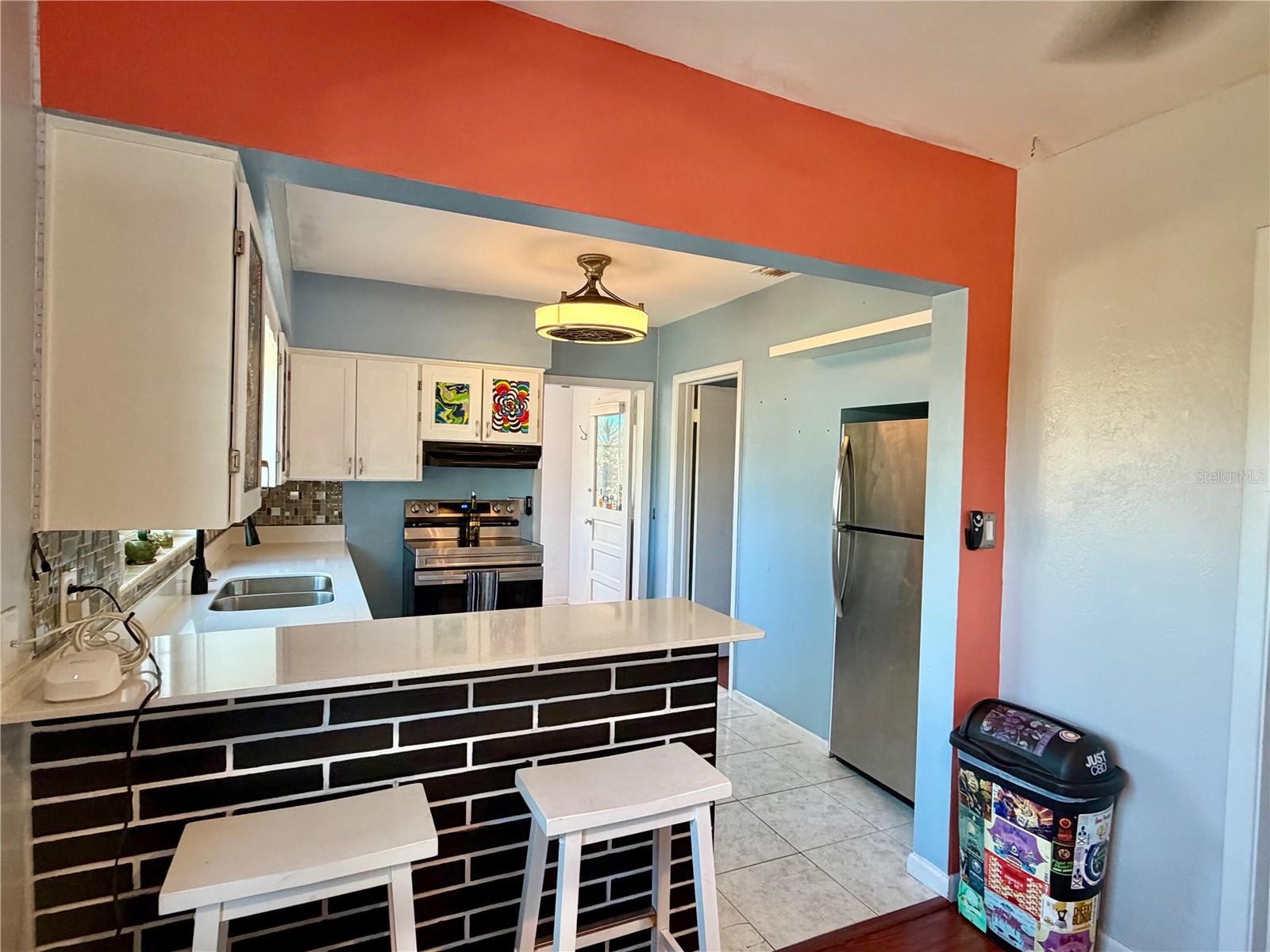 New granite countertops in the kitchen.