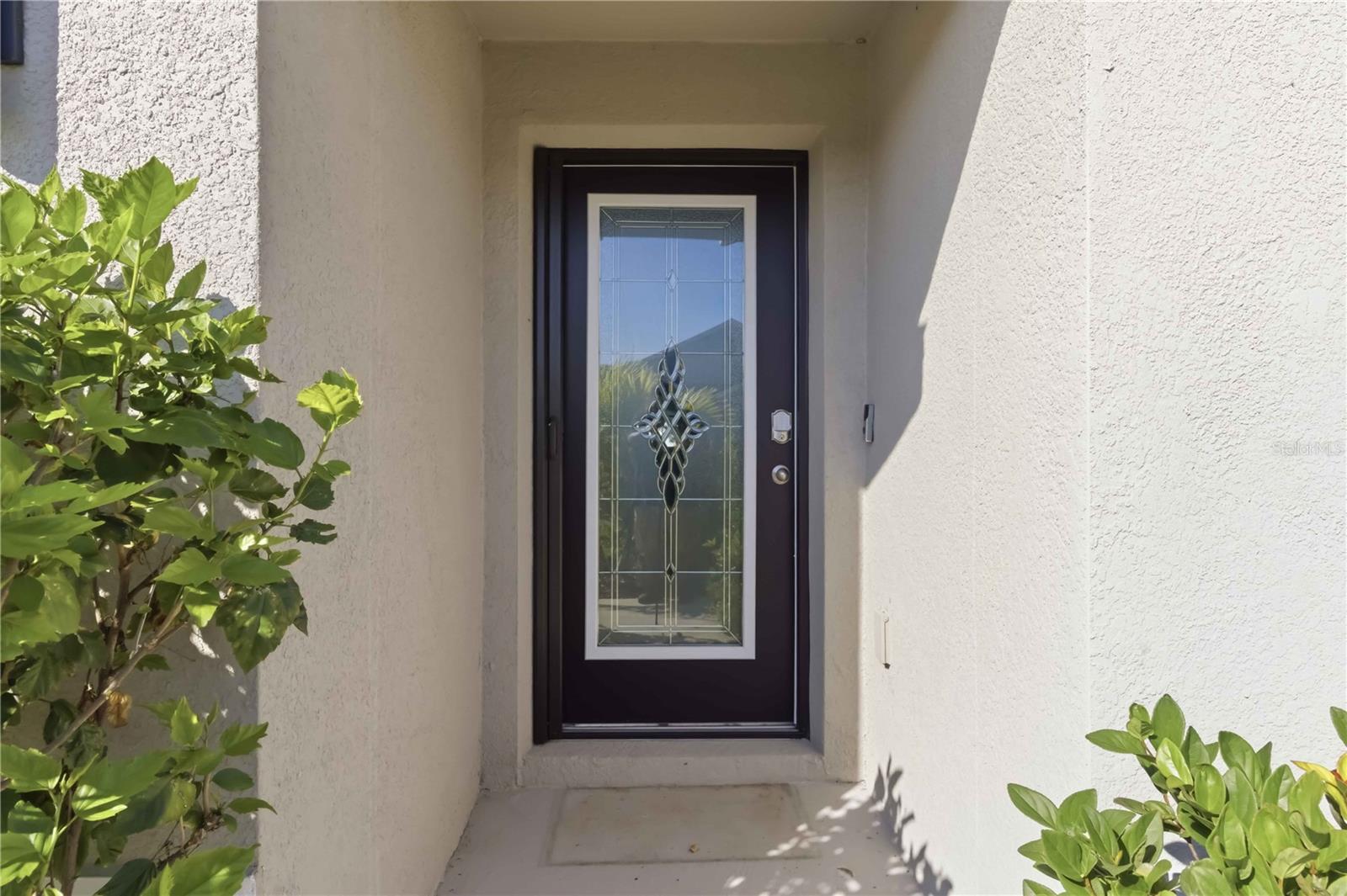 upgraded glass insert front door