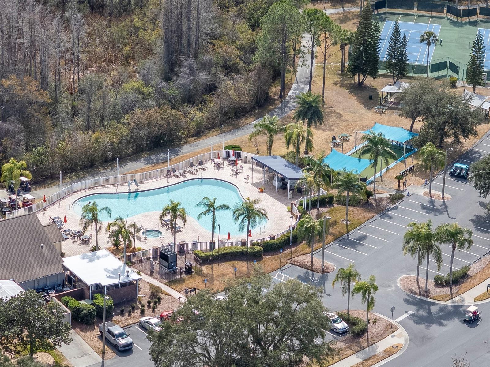Aerial view of community amenities