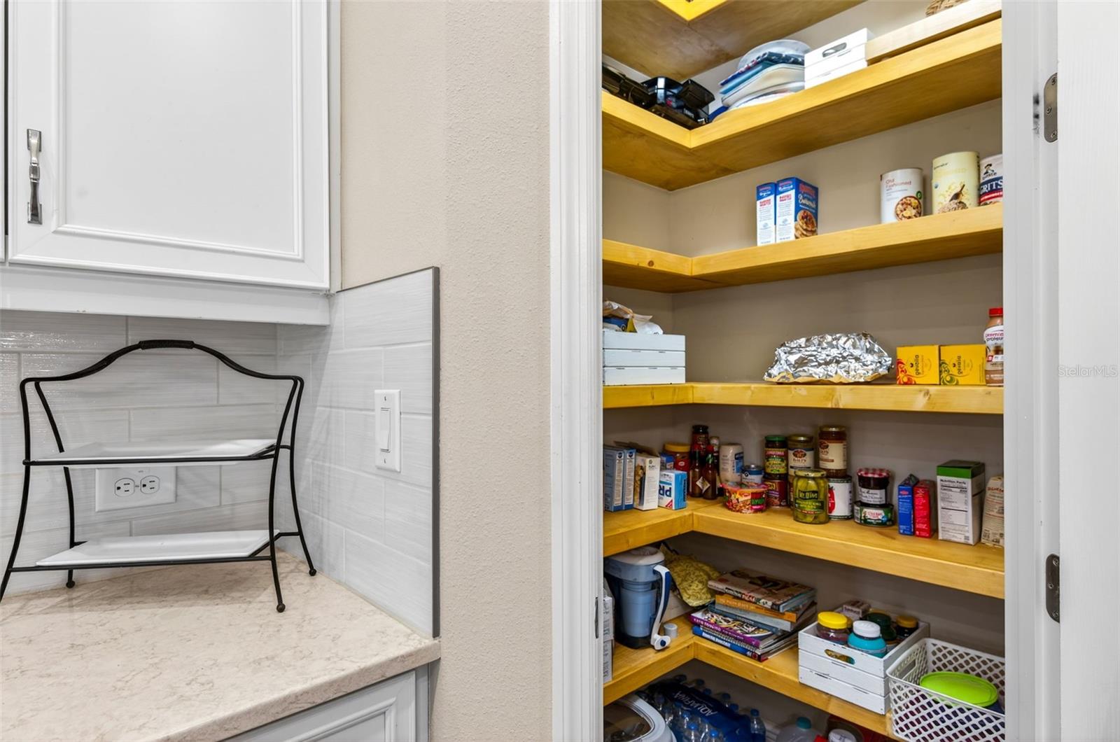 Pantry with solid wood shelves
