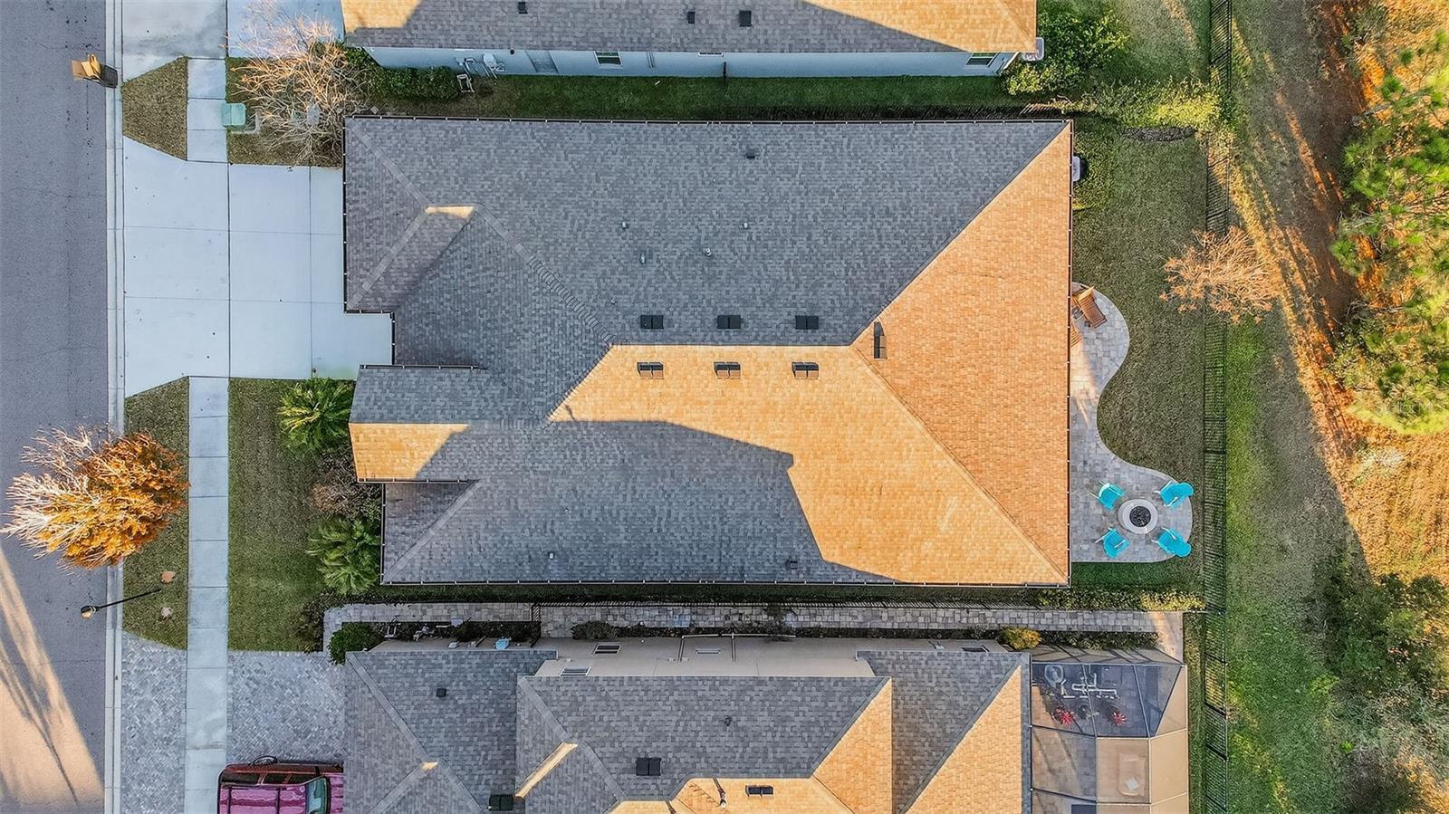 Aerial view of house.