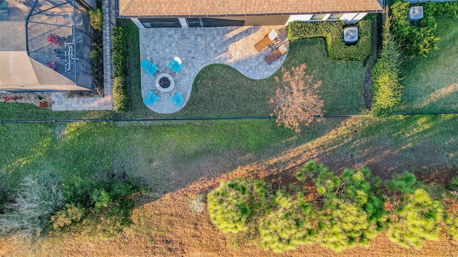 Aerial view of back yard.