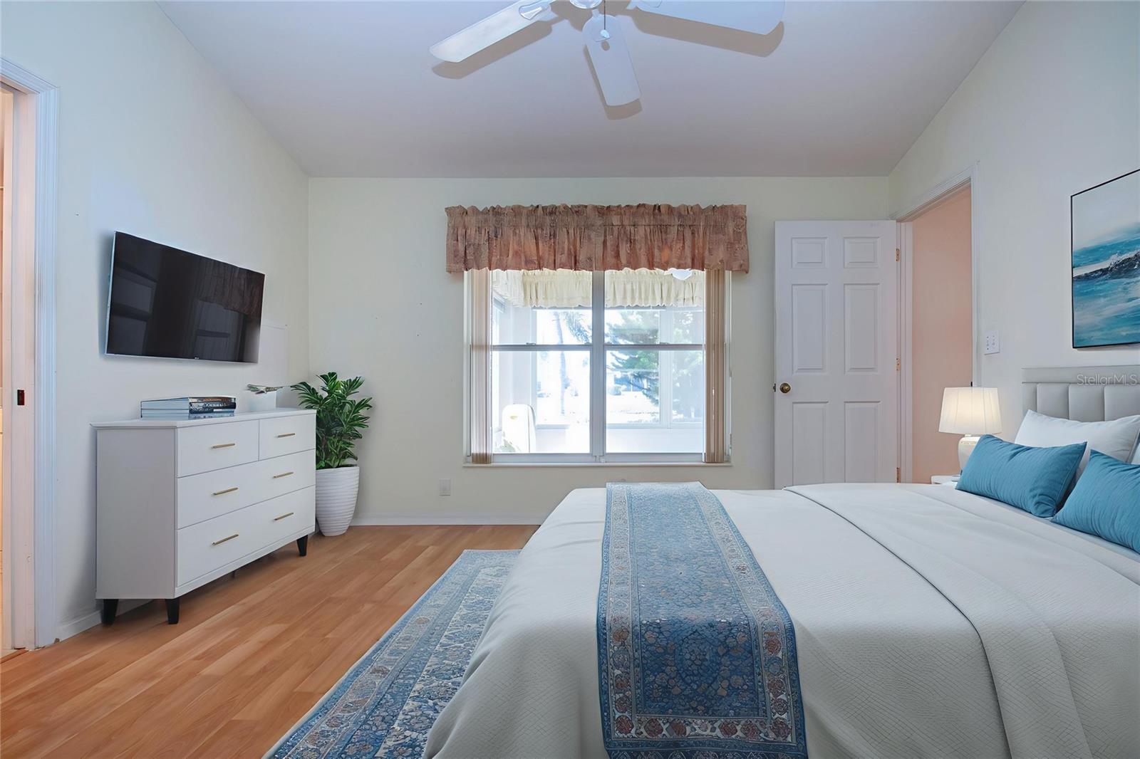 Master bedroom staged