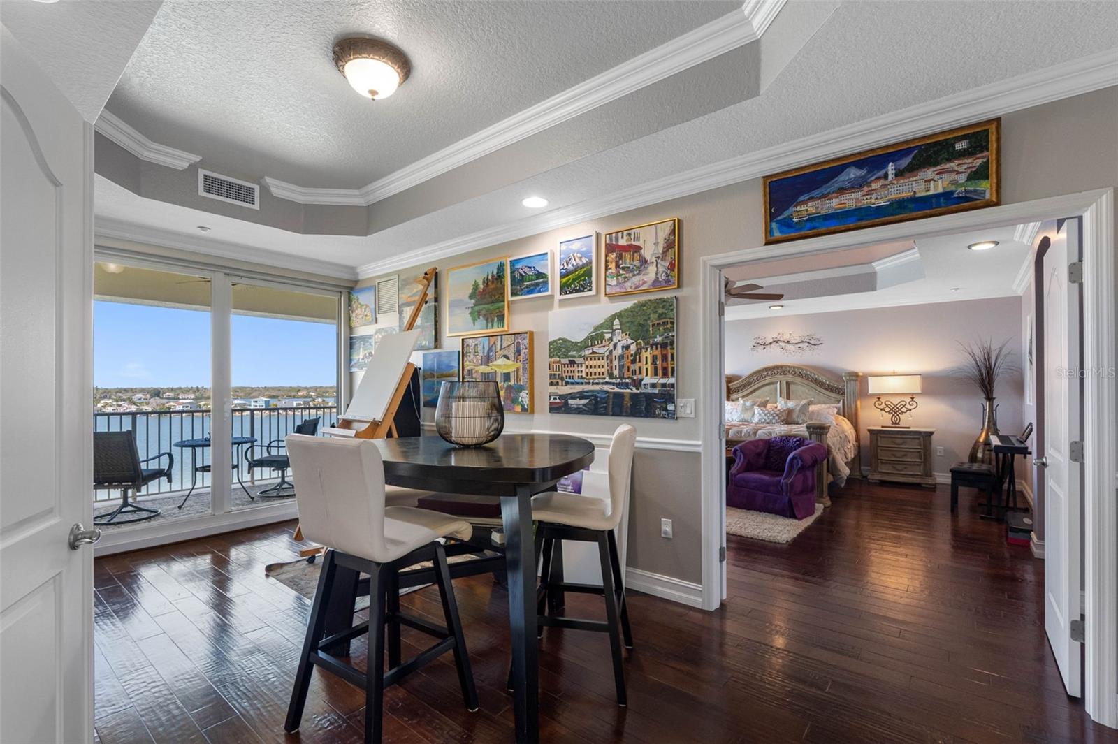 .. 10' X 20' Den / Art Studio Off Living Room. Master Suite Straight Ahead.. Plenty of Options Here. A Private Office Off The Master Bedroom Or An Art Studio Off The Living Room . Solid Core Parlor Doors on Both Sides Of Art Studio. Owner Loves To Paint Here Due To The Natural Light From The Terrace.