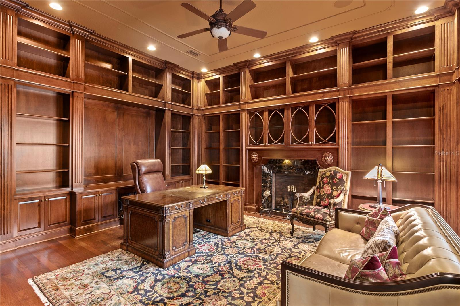 Opulent Formal Office with fireplace