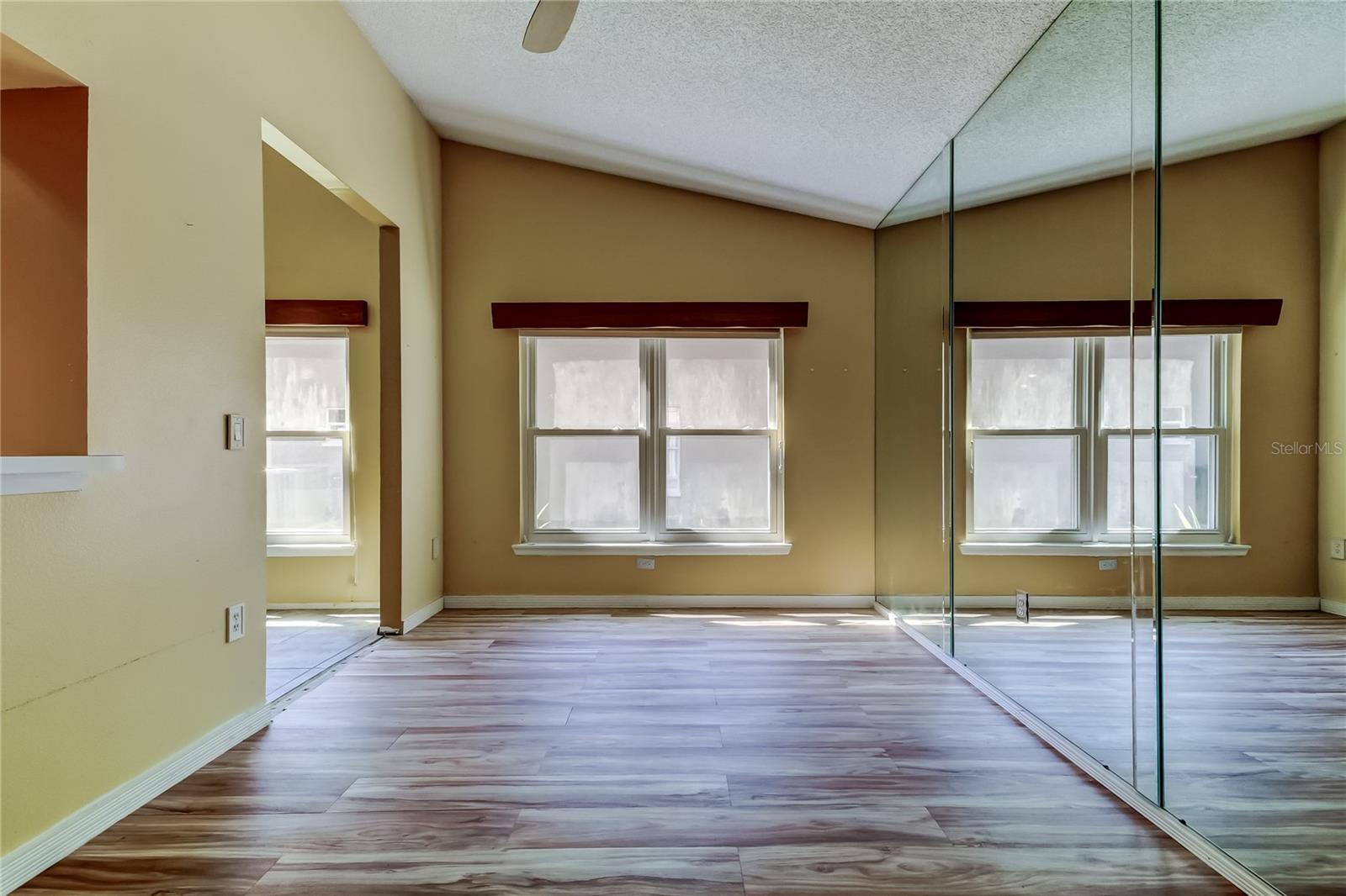 Dining Room with glass mirrors