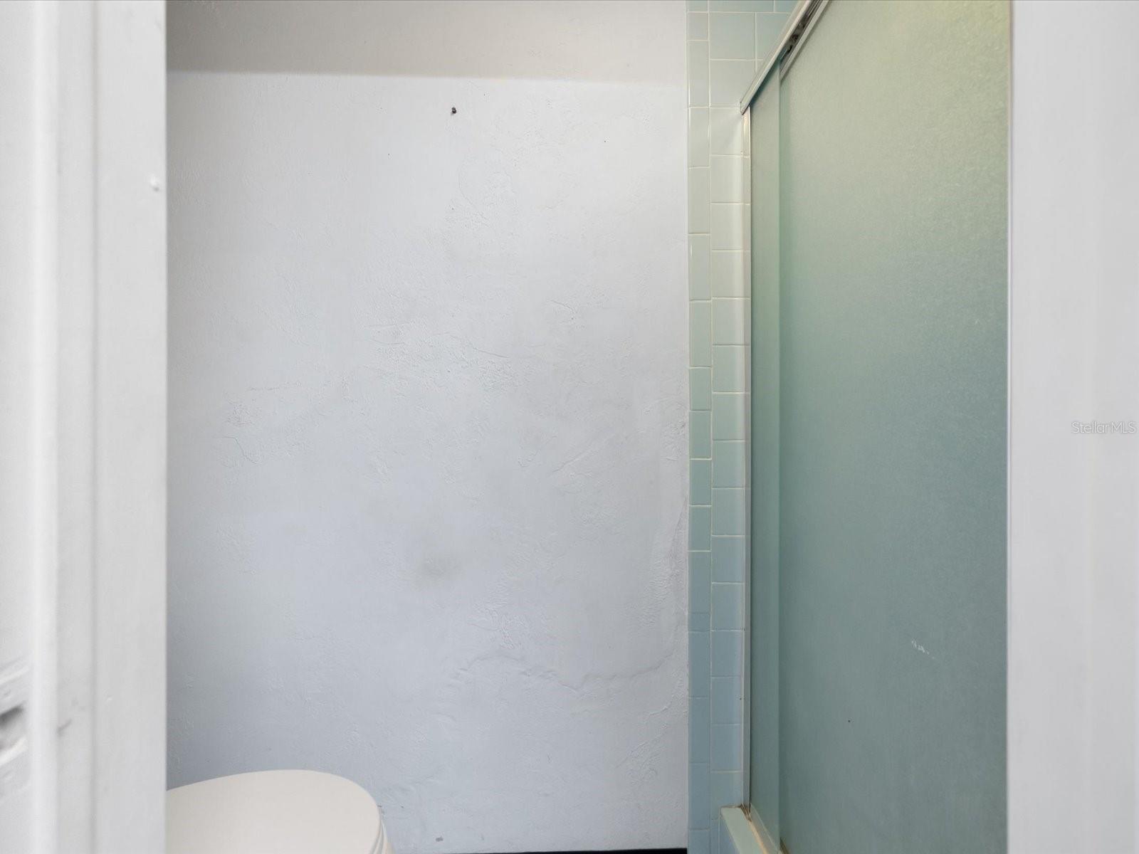 Garage 3 piece bathroom with 'sink' in garage itself