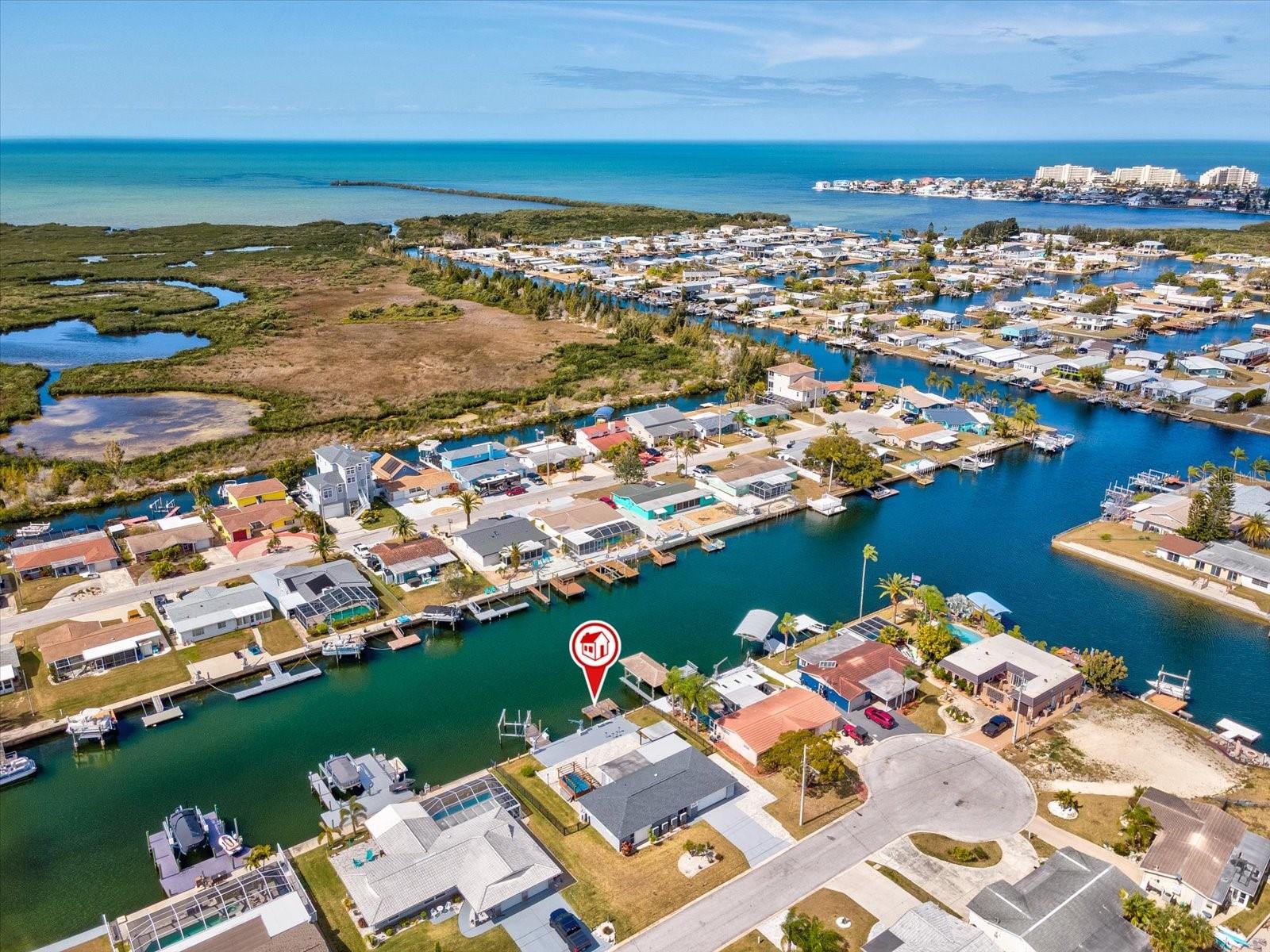 Far left you can see the condo's that are located very close to many restaurants (Sam's Beach Bar, Ollie's, Inn on the Gulf and Get Hooked, all a golf cart ride away!)