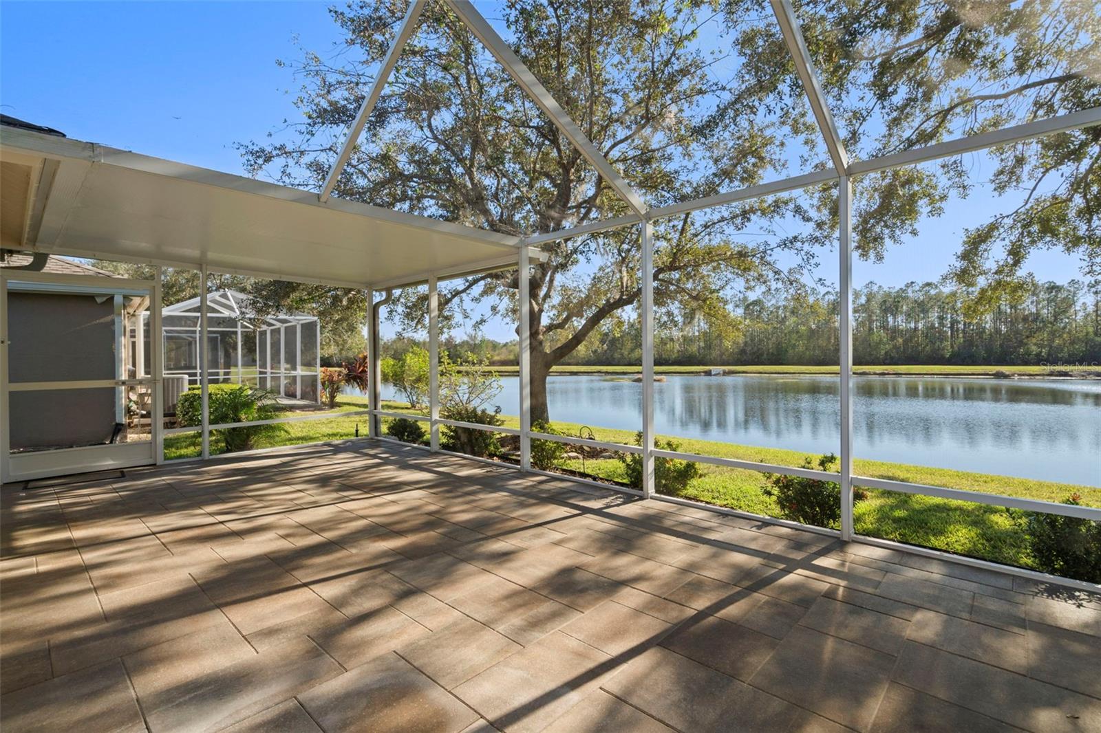 Huge patio area overlooking the pond