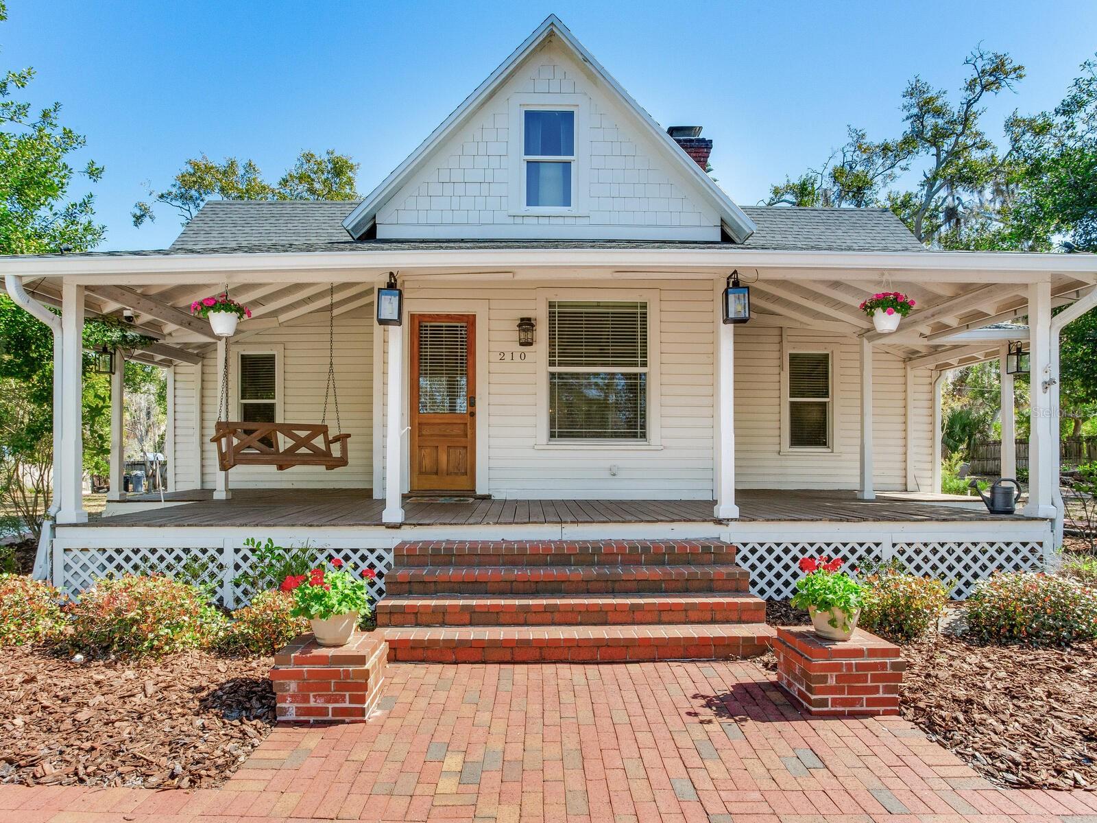 Expansive front porch with swing
