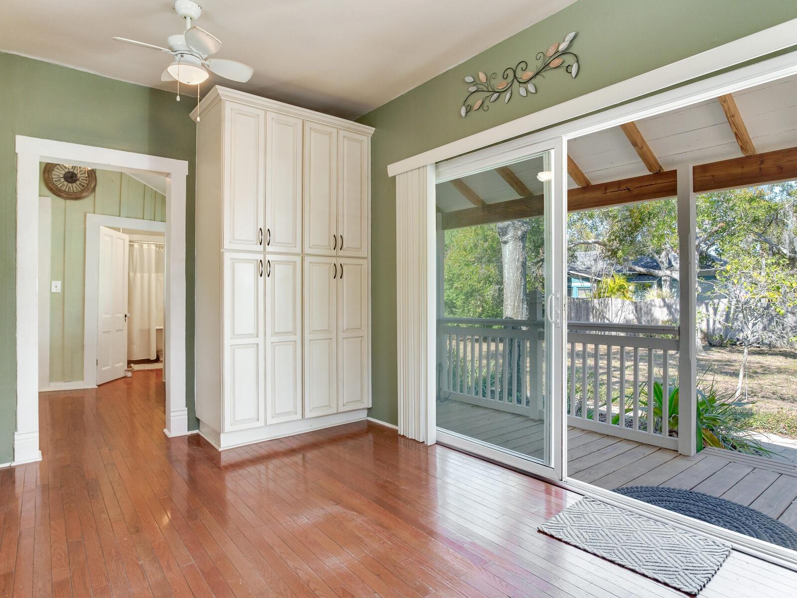 Side entrance to kitchen from parking area with Newly rebuilt side porch