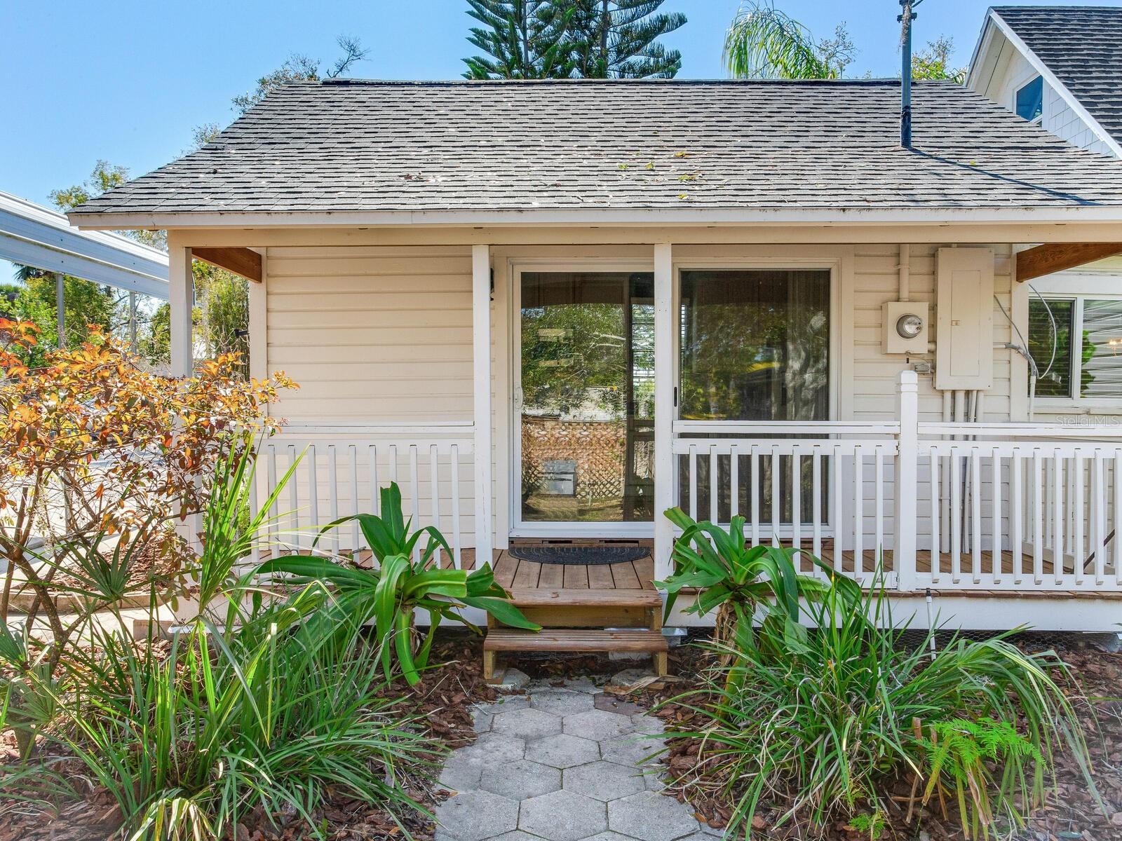 Exterior view of side porch