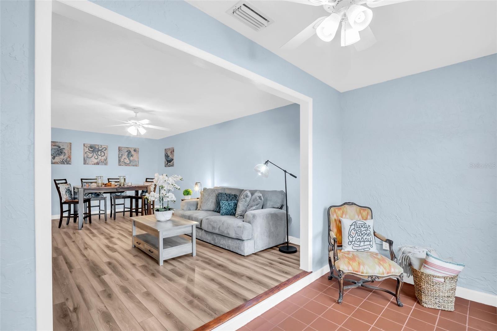 Natural light floods the space~