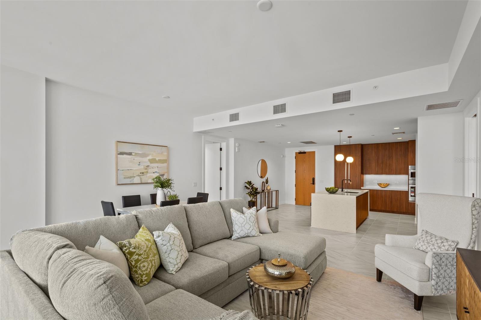 Great room is fully open to kitchen